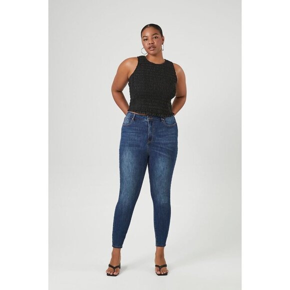 NWT Forever 21 Plus Size Smocked Tank Top in Black - Size 1X - Picture 7 of 8